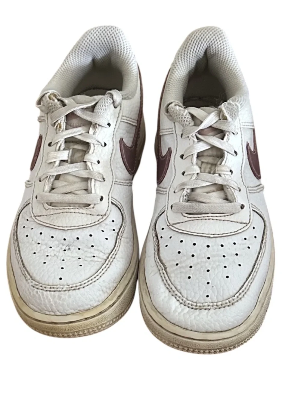 Nike Air Force 1 Shoes Sneakers Girls Sz 13 C White Pink Lo-Top Glaze